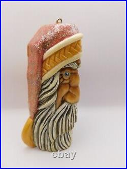 Carved Santa Christmas Wood Ornament