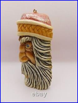 Carved Santa Christmas Wood Ornament