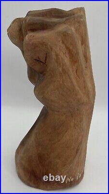 Carved Solid Wood Clenched Power Raised Fist Hand Sculpture READ