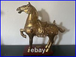 Carved Wood Chinese Tang Horse Sculpture Statue Figure