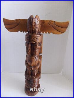 Carved Wood Native American Totem Pole Eagle 20