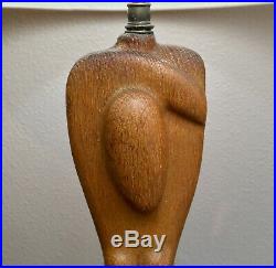 Carved Wood Nude Sculptural Table Lamp, 1950s Modernism in Manner of Heifetz