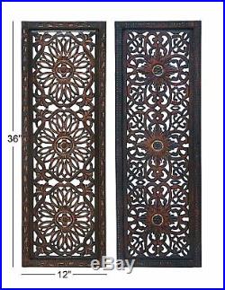 Carved Wood Panel 36.5in 2 Pack Living Room Accent Sculpture Home Wall Decor New