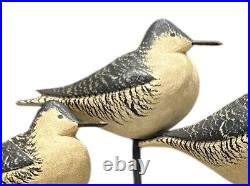 Carved Wood Shore Birds Perched On Driftwood Made By Artist David Personius 1987