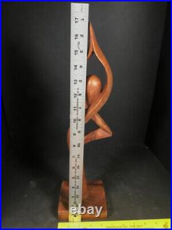 Carved wood Yoga sculpture Vrksasana figure, Vintage wooden tree pose carving