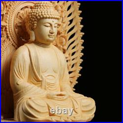 Carving Cypress Wood Shakyamuni Buddha Statue Hand Carved Sculpture Crafts