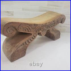 Ceremonial Metate Hand-Carved Footrest or Stool or Headrest Wood Art Sculpture