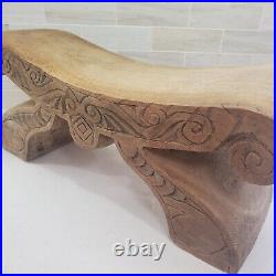 Ceremonial Metate Hand-Carved Footrest or Stool or Headrest Wood Art Sculpture