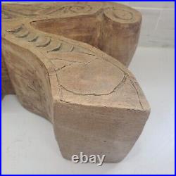 Ceremonial Metate Hand-Carved Footrest or Stool or Headrest Wood Art Sculpture