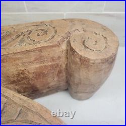 Ceremonial Metate Hand-Carved Footrest or Stool or Headrest Wood Art Sculpture