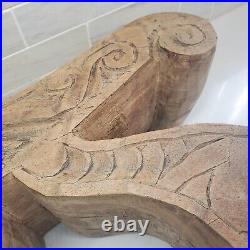 Ceremonial Metate Hand-Carved Footrest or Stool or Headrest Wood Art Sculpture