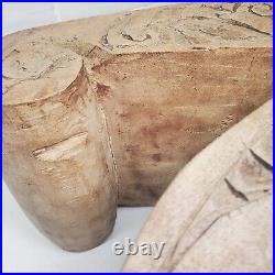 Ceremonial Metate Hand-Carved Footrest or Stool or Headrest Wood Art Sculpture