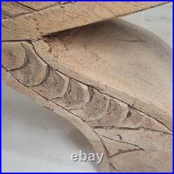 Ceremonial Metate Hand-Carved Footrest or Stool or Headrest Wood Art Sculpture