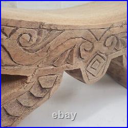 Ceremonial Metate Hand-Carved Footrest or Stool or Headrest Wood Art Sculpture