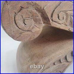 Ceremonial Metate Hand-Carved Footrest or Stool or Headrest Wood Art Sculpture