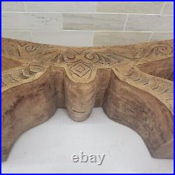 Ceremonial Metate Hand-Carved Footrest or Stool or Headrest Wood Art Sculpture