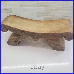 Ceremonial Metate Hand-Carved Footrest or Stool or Headrest Wood Art Sculpture