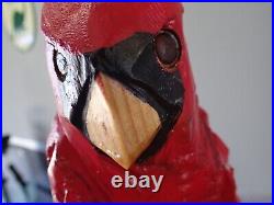 Chainsaw Carved 23 Cardinal Wood Carving Sculpture Bird Art Statue Yard Art