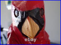 Chainsaw Carved 23 Cardinal Wood Carving Sculpture Bird Art Statue Yard Art