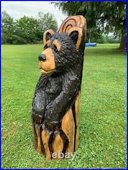 Chainsaw Carved BEAR in a LOG Carving Cabin Decor Rustic Log Wood Sculptures