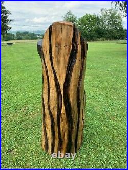 Chainsaw Carved BEAR in a LOG Carving Cabin Decor Rustic Log Wood Sculptures