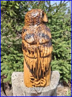 Chainsaw Carved Barred Owl Wood Carving Owls Sculpture Statue Rustic Handmade