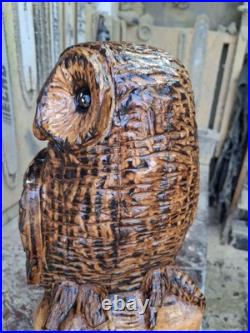 Chainsaw Carved Barred Owl Wood Carving Owls Sculpture Statue Rustic Handmade
