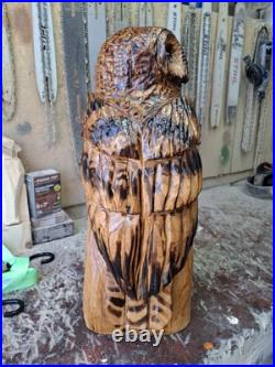 Chainsaw Carved Barred Owl Wood Carving Owls Sculpture Statue Rustic Handmade