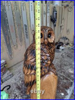 Chainsaw Carved Barred Owl Wood Carving Owls Sculpture Statue Rustic Handmade