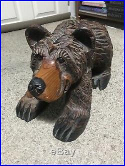 Chainsaw Carved Bear Carving WOOD Rustic Log Sculpture 9 X 14