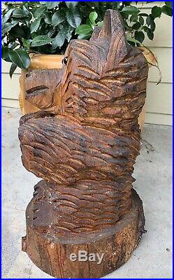 Chainsaw Carved Bear Carving WOOD Rustic Log Sculptures Cabin Decor