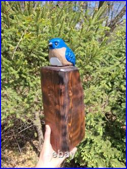 Chainsaw Carved Blue Bird Wood Carving Sculpture Statue Birds Rustic Home Decor Chainsaw Carved Blue Bird Wood Carving Sculpture Statue Birds Rustic Home Decor