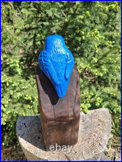 Chainsaw Carved Blue Bird Wood Carving Sculpture Statue Birds Rustic Home Decor