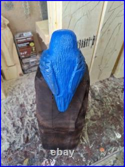Chainsaw Carved Blue Bird Wood Carving Sculpture Statue Birds Rustic Home Decor