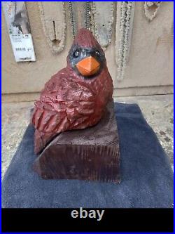 Chainsaw Carved Cardinal Birds Wood Carving Art Rustic Home Decor