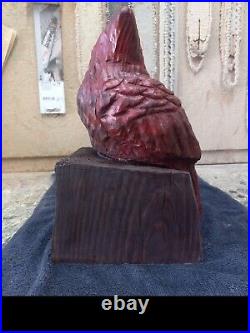 Chainsaw Carved Cardinal Birds Wood Carving Art Rustic Home Decor