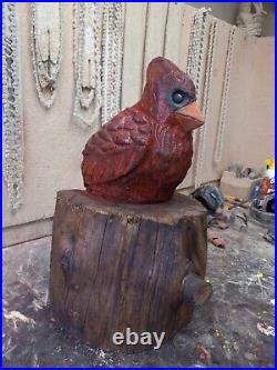 Chainsaw Carved Cardinal Wood Carving Birds Sculpture Decor