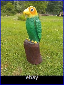 Chainsaw Carved Carolina Parakeet Sculpture Statue Wood Carving Birds Extinct