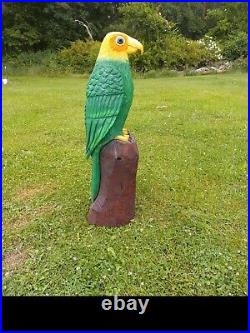 Chainsaw Carved Carolina Parakeet Sculpture Statue Wood Carving Birds Extinct
