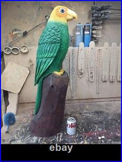 Chainsaw Carved Carolina Parakeet Sculpture Statue Wood Carving Birds Extinct