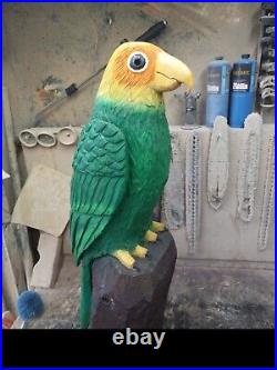 Chainsaw Carved Carolina Parakeet Sculpture Statue Wood Carving Birds Extinct