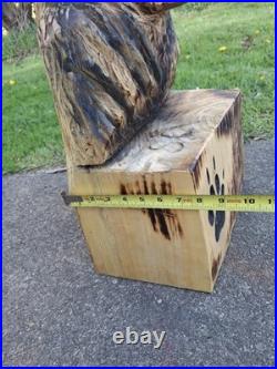 Chainsaw Carved Coyote Wolf Bust Wood Carving Rustic Art Sculpture Statue Dog
