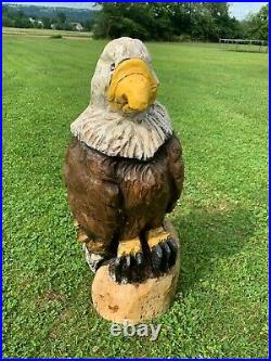 Chainsaw Carved EAGLE Carving Cabin Decor Rustic Log Wood Sculptures