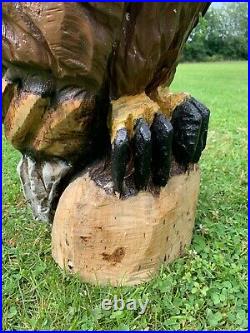 Chainsaw Carved EAGLE Carving Cabin Decor Rustic Log Wood Sculptures