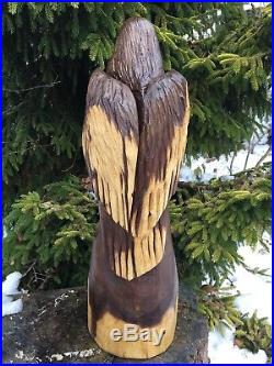 Chainsaw Carved Eagle BLACK WALNUT WOOD Carvings Birds of Prey Wood Sculptures