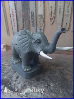 Chainsaw Carved Elephant Wood Carving Art Sculpture Animals