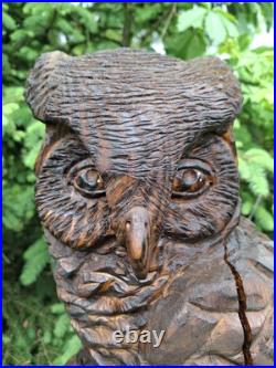 Chainsaw Carved Great Horned Owl Wood Carving Sculpture Statue Owls Birds Art