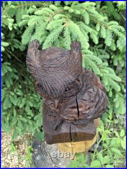 Chainsaw Carved Great Horned Owl Wood Carving Sculpture Statue Owls Birds Art