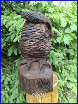 Chainsaw Carved Great Horned Owl Wood Carving Sculpture Statue Owls Birds Art