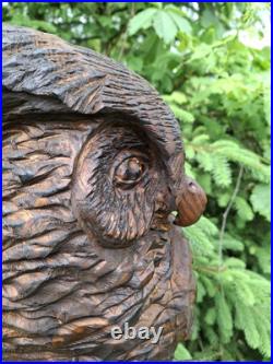 Chainsaw Carved Great Horned Owl Wood Carving Sculpture Statue Owls Birds Art